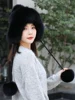 Real Mink Fur Hat with Fox Fur Ball Earmuffs Protective Cap Winter Hat for Women Russian Autumn Hat Fox Fur Beanies Fall Bonnet 5