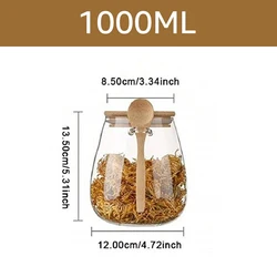 Airtight Glass Food Storage Jars with Lids - Hermetic Kitchen Containers for Coffee, Sugar, and Tea (1000ml)