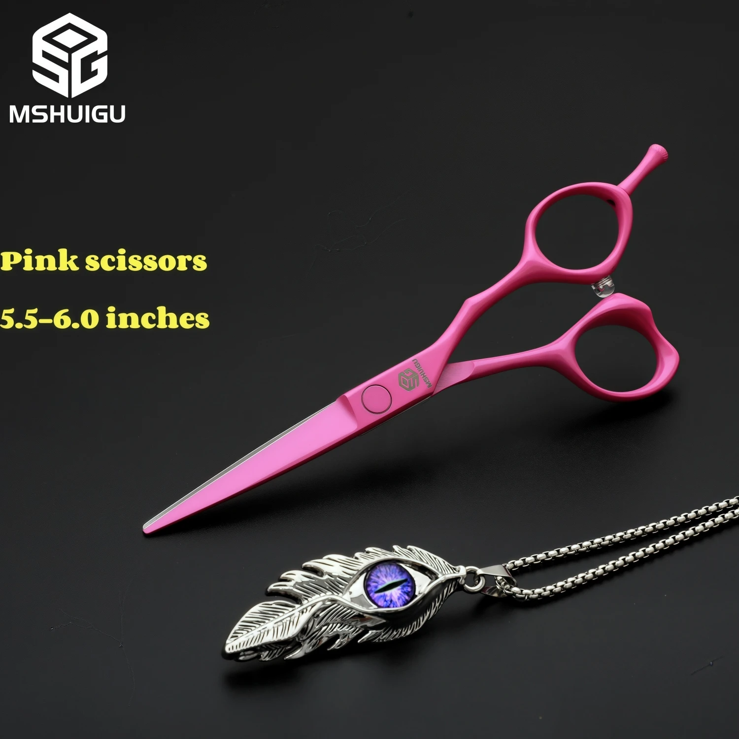 MSHUIGU 핑크 헤어 커팅 가위 5.5/6 인치 전문 이발사 살롱 미용 가위 ..