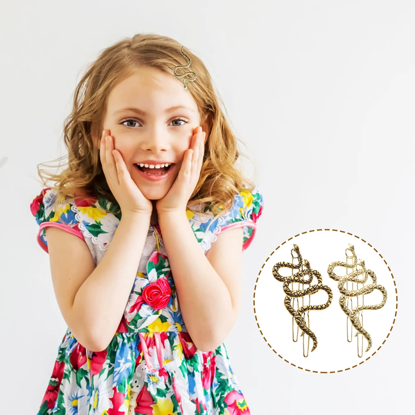

4pcs Snake Shaped Hair Clip, Metal Snake Hair for ( Golden, Ancient, 2pcs Each )
