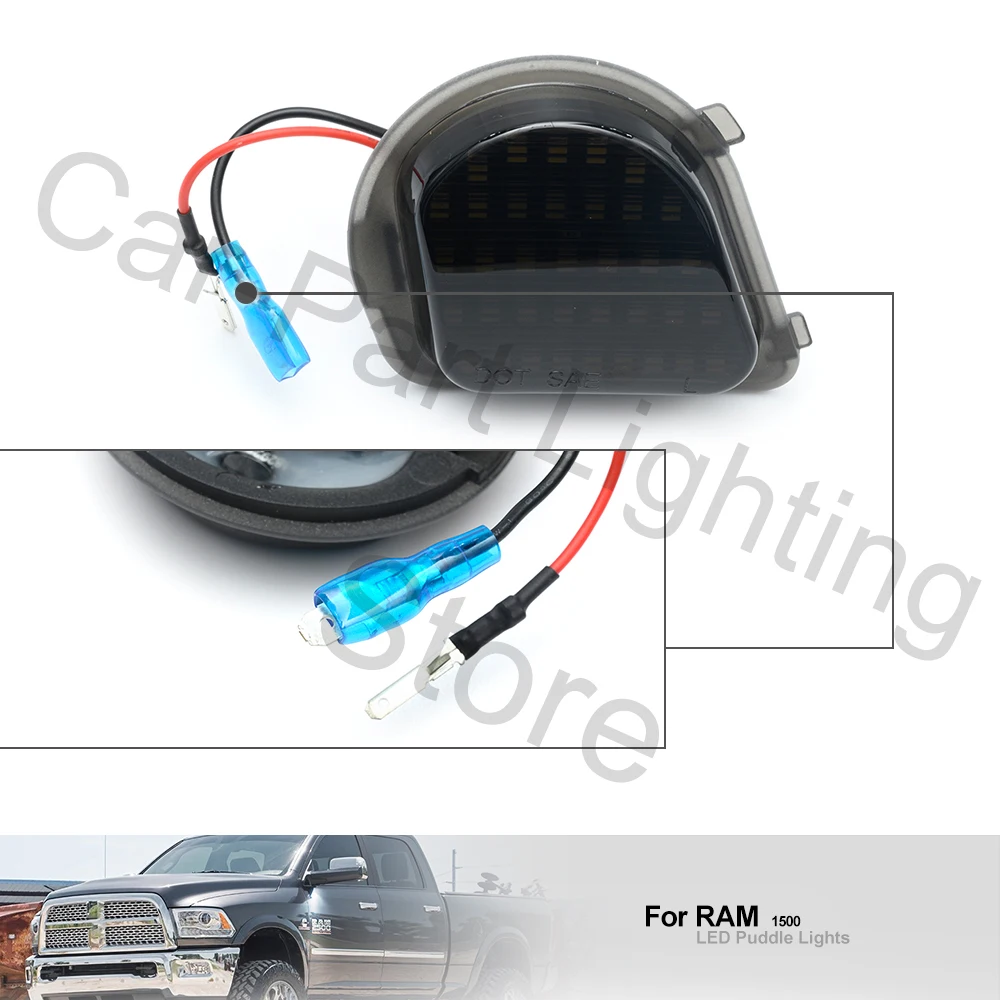 2x LED Side Mirror Puddle Lights For 2010-2018 Dodge Ram 1500-5500 – Plug & Play, CAN Bus Compatible, 6000K White