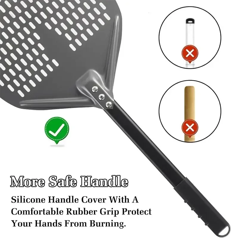 Pizza Peel 7/8/9/12inch Professional Pizza Spatula Paddle Perforated Aluminum Metal Pizza Turning Peel For Homemade Oven Accessories