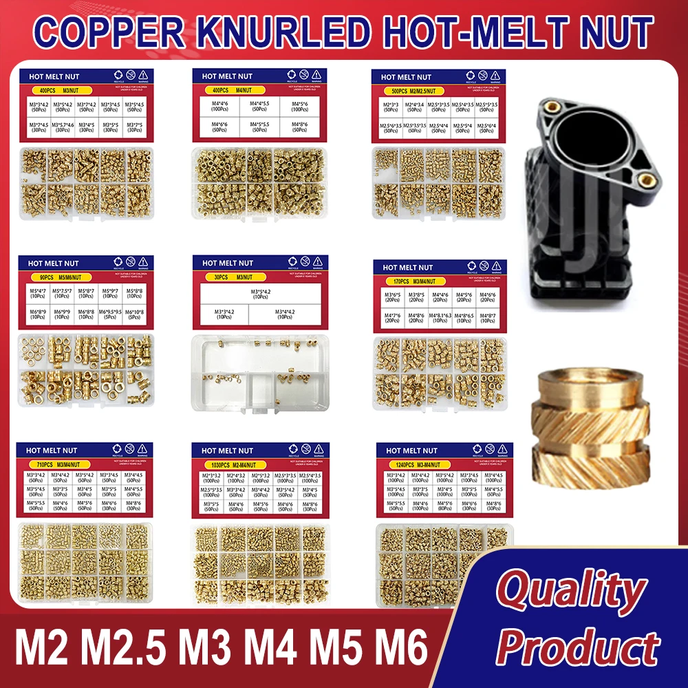 Inserts M3 M6 Brass Heat Set Insert Nut Threaded Hot Melt Knurled Inserts 3d Print Embedment Copper Nut M4 M5 M2 M2.5 Kit