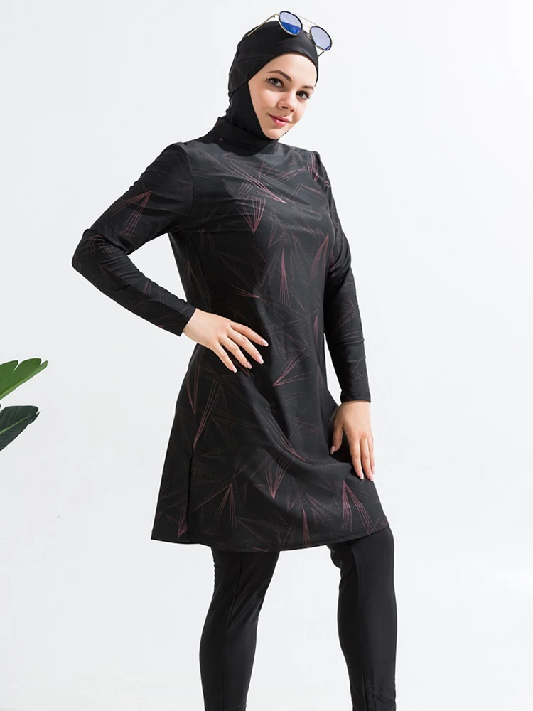 Women Swimwear Muslim Swimwear 3PCS/Set Burkini Swimsuit With Hijab Top Pant