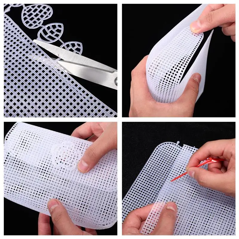 6pcs Plastic Mesh Canvas Sheets DIY Crafting Purse Bag Crochet Bag Sewing White Sheet Needlework Embroidery Kit