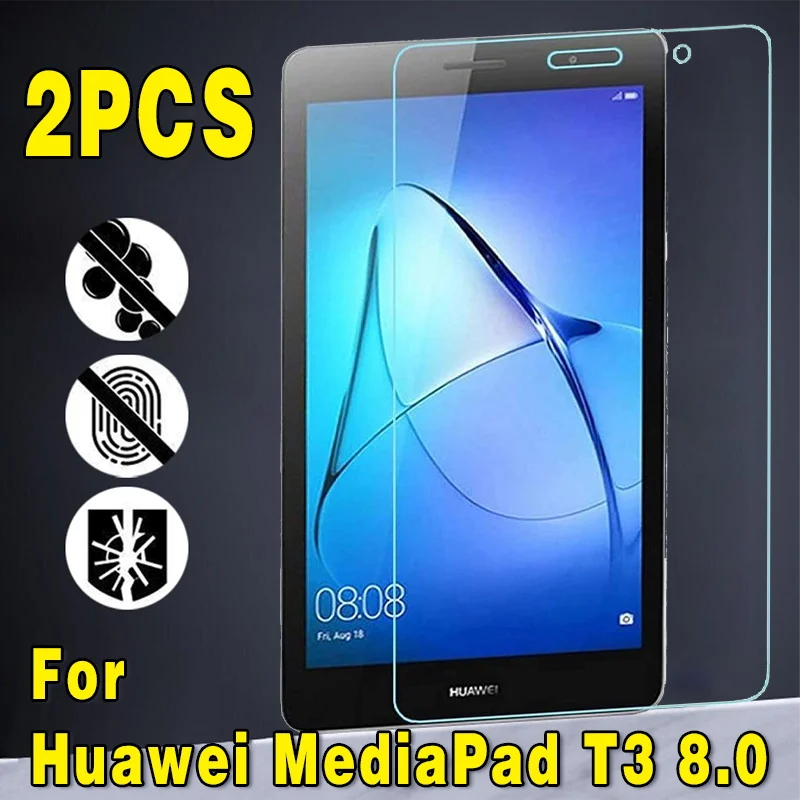 

2Pcs Tempered Glass for Huawei MatePad T3 8.0 Inch 9H Anti-Scratch Anti-fingerprint Full Film Tablet Cover Screen Protector