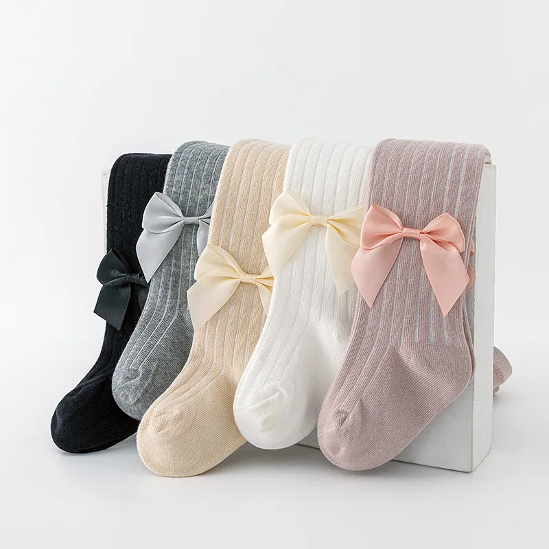 Autumn Bowknot Leggings Girls Dance Socks baby Girl Vertical Pantyhose Cotton Socks Baby Girl's One-Piece Lace Pantyhose girls pantyhose children stockings