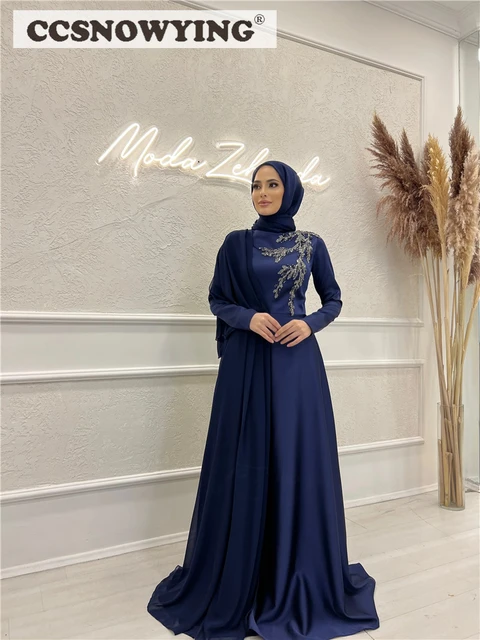 Robe De soirée élégante à manches longues pour femmes, Hijab