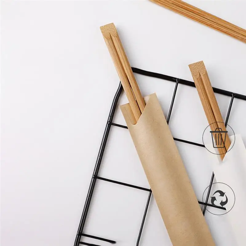 100Pcs Disposable Kraft Paper Chopstick Packing Bags Waterproof Cutlery Bags Pouch for Dinner Tableware