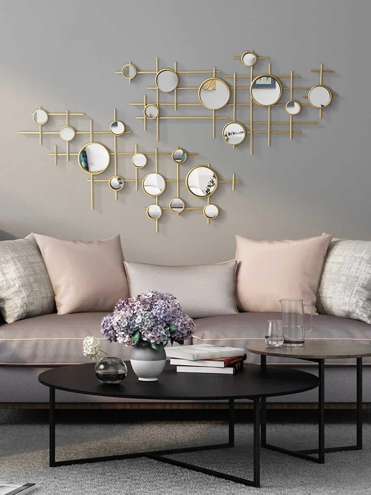 

Hanging Creative Bedroom Living Room Sofa Background Wall Pendant European-style Round Combination Wall Decoration Mirror Wall