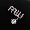 Elegant Letter Brooch Pin Women's Fashion Accessory Lapel Flower Luxury High-end Alloy Pin Clothing Decoration Jewelry