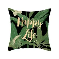 45cm Cushion Case Removable Polyester Green Plant Print Pillowcase Tropical Leaf Cactus Monstera Throw Cushion Cover Home Decor 4