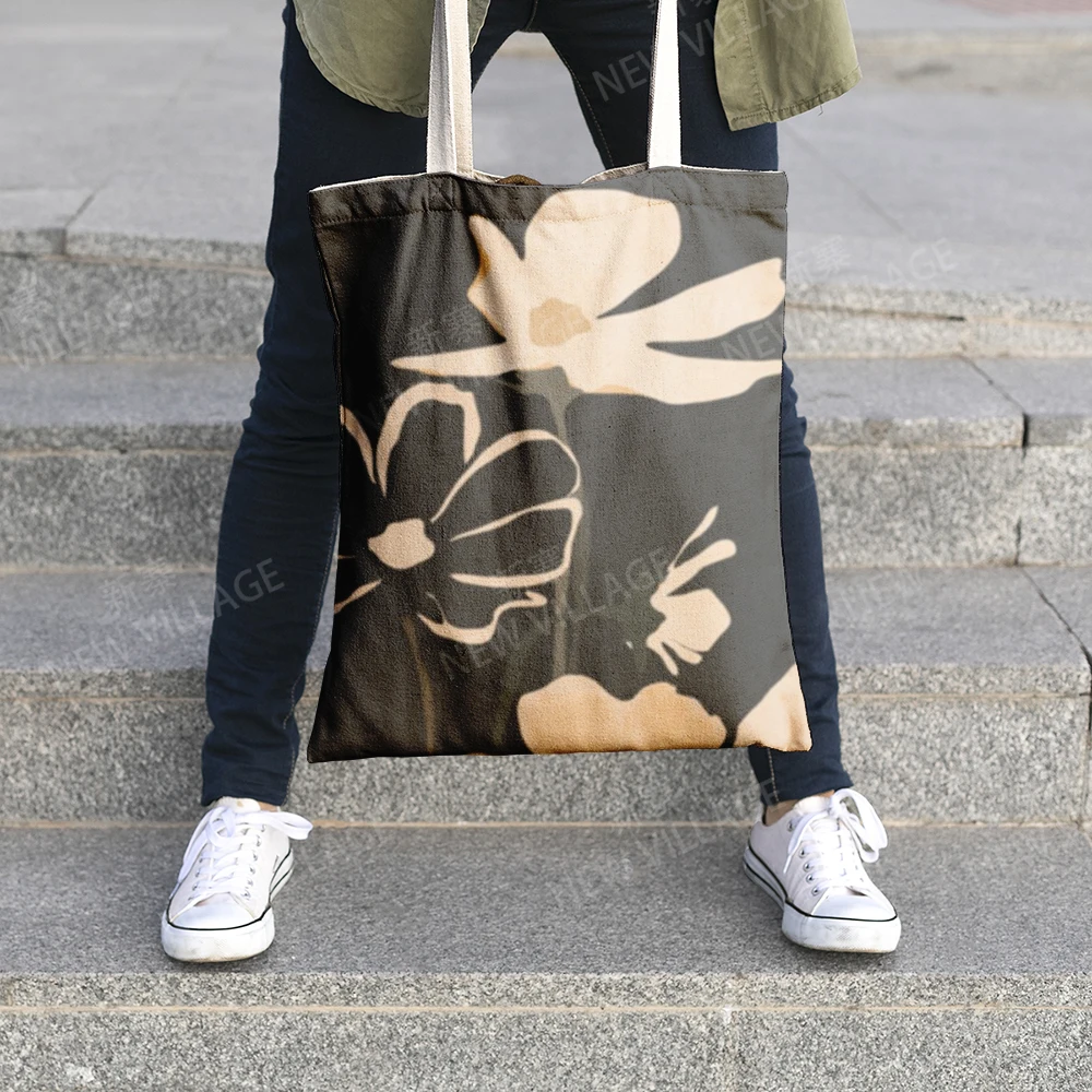 Canvas shoulder bag organization storage Handbags cosmetics travel Women's bag Shopping Fabric pouch nordic boho grocerie 5