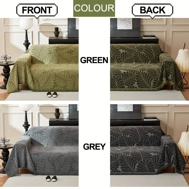 Chenille Solid Color Sofa Cover. Home Living Room 3 Seats Sofa Protection Cover 2