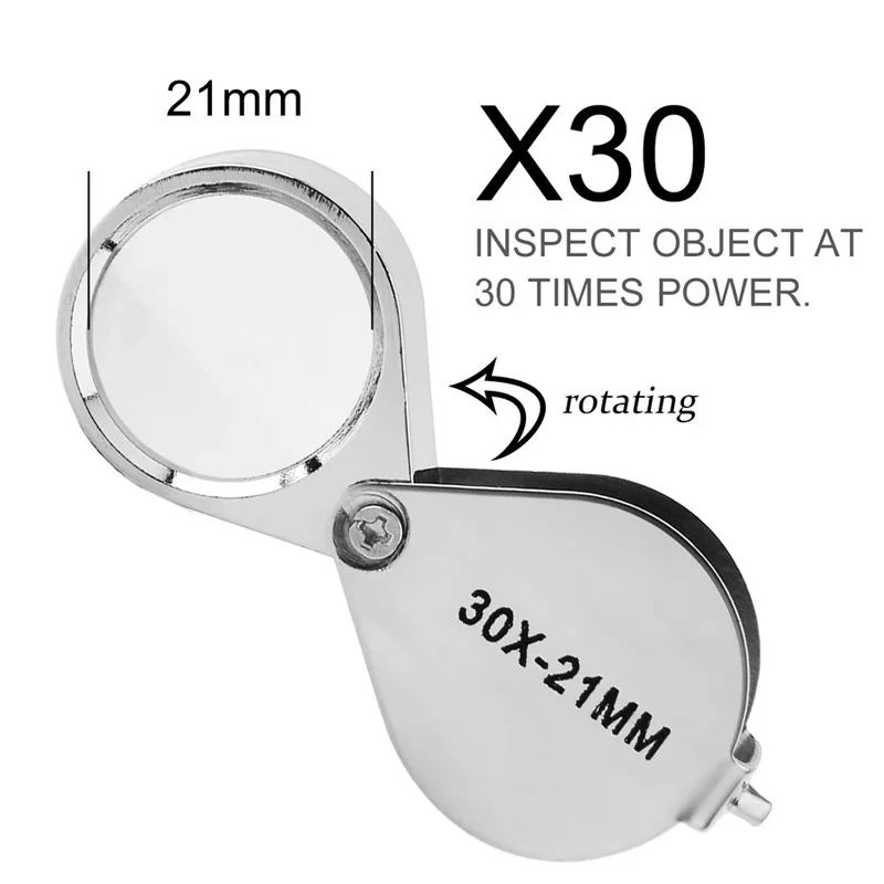 10-30X Jewelry Magnifier Pocket Loupe Foldable Diamond Lupa Triplet Jewelers Eye Glass Reading Magnifier