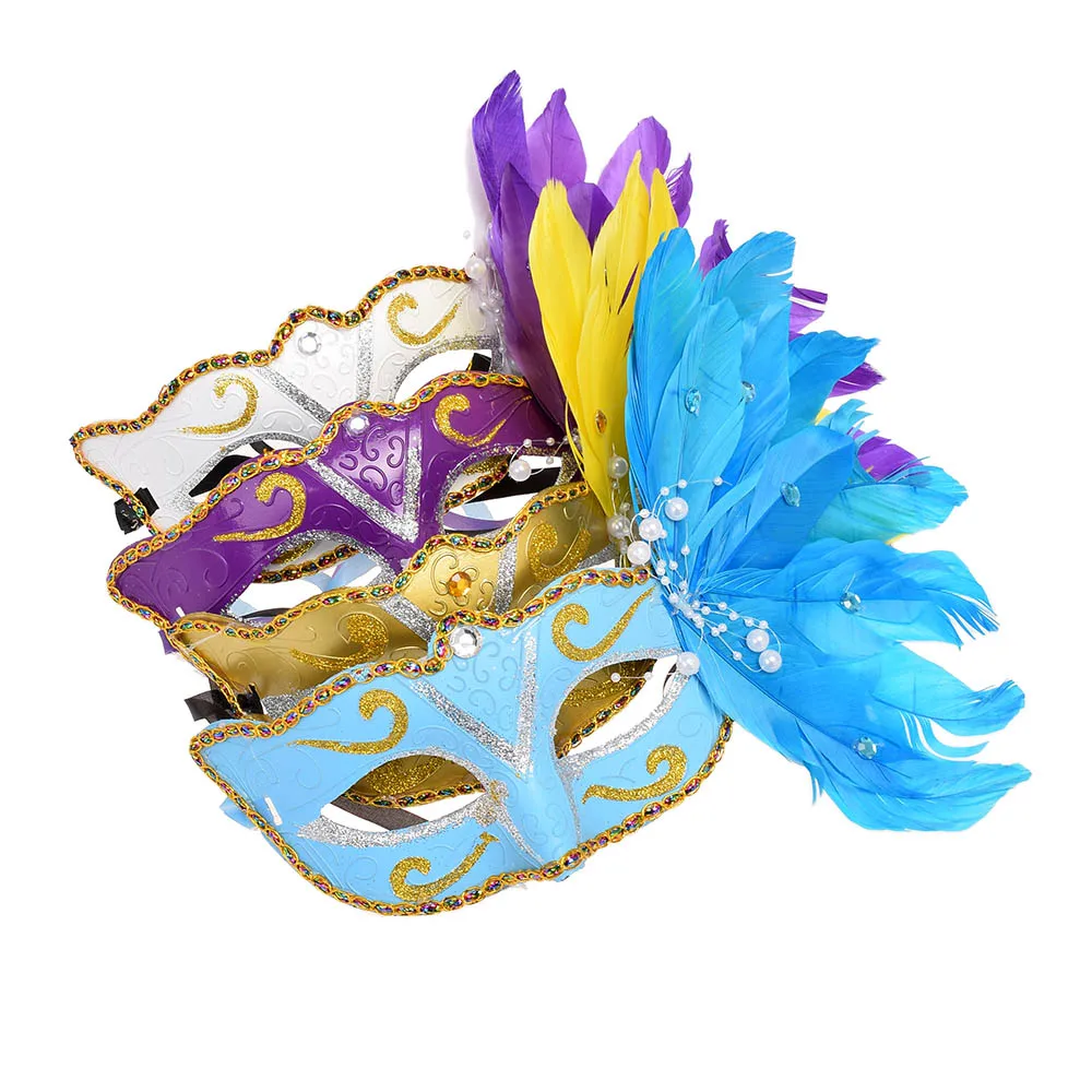 1 Pz Party Painted Masquerade Dance Feather Mask Venice Lace Painted Mask Beauty Party Dance Princess Mask Party Costumes
