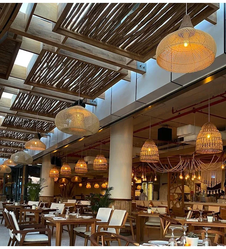 Description Picture 6 of itemSoutheast Asian Rattan Lamps Handmade Pendant Lights Hight Quality Dining Room Restaurant Kitchen Light Fixtures Loft Luminaries