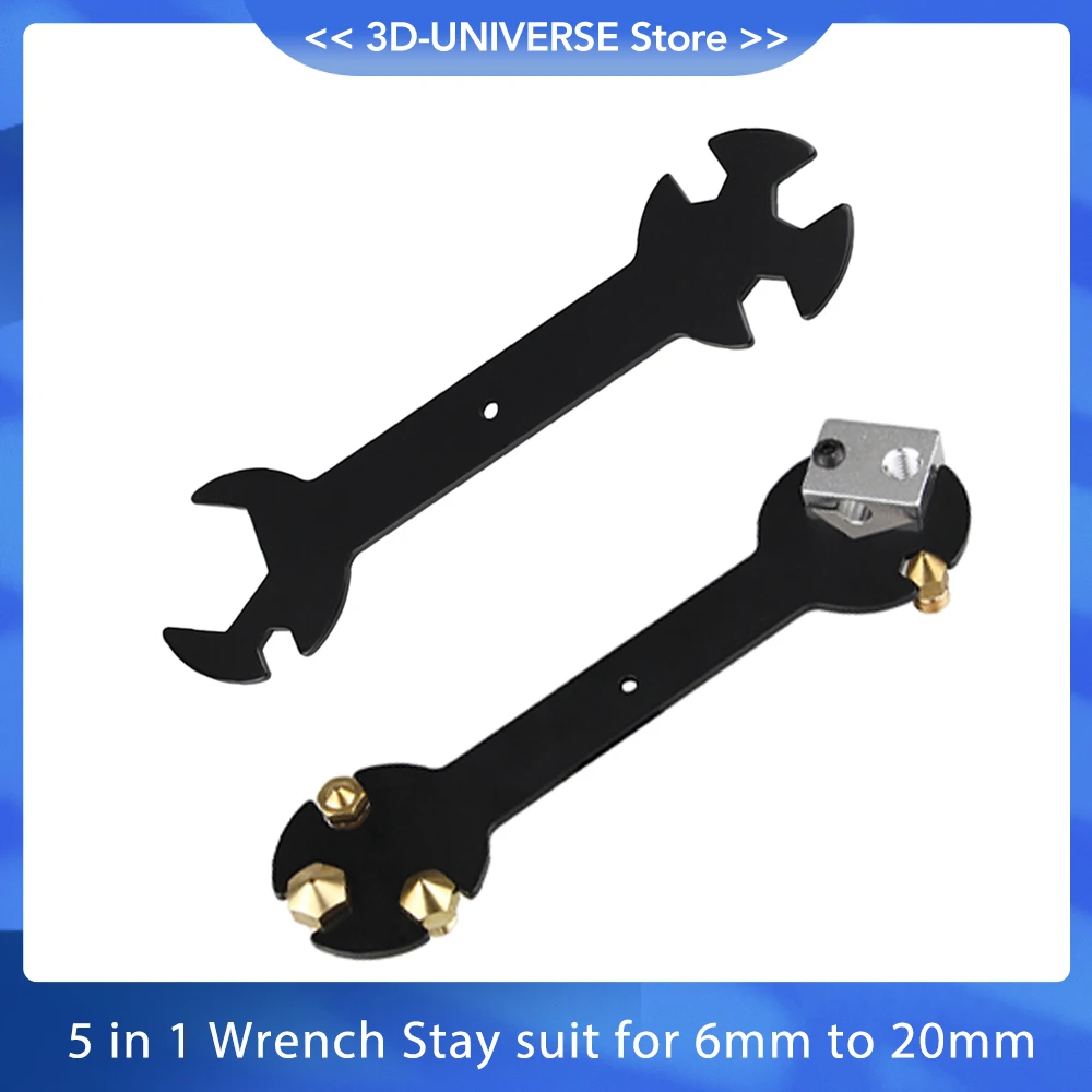 

3D Nozzle Wrench 5 IN 1 Wrench Stay 6mm to 20mm Steel Spanner Wrench Flat For MK8 MK10 Extruder Hotend Nozzle 3D Printer Parts