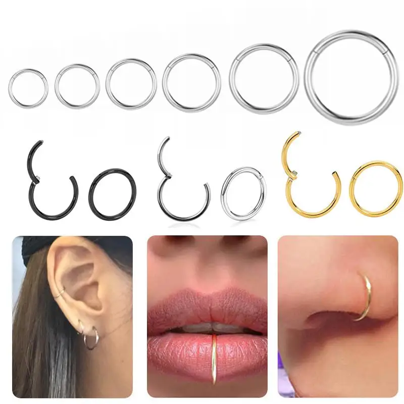 

1pcs Surgical Steel Small Nose Rings Body Clips Hoop Tragus Septum Cartilage Piercing Jewelry For Women Men Girl Gift