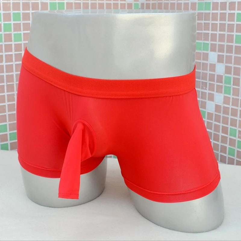 Men's Panties Sexy Boxer Gay Underwear Men Transparent Ice Silk Panties
