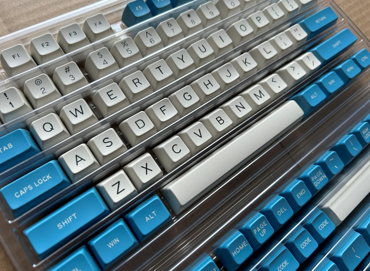 MAXKEY 더블샷 SA 키캡 세트, 블루 화이트 Godspeed, mx 키보드 모드