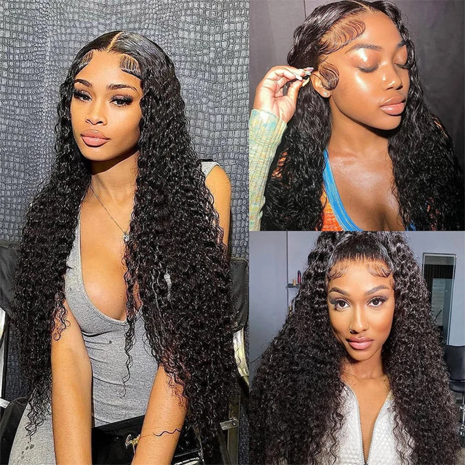 Kinky Curly Human Hair Bundles With Frontal HD Transparent 13x4 Brazilian Jerry Curl Weave Deep Wave Bundles And Closure 12A human hair bundles human hair weave