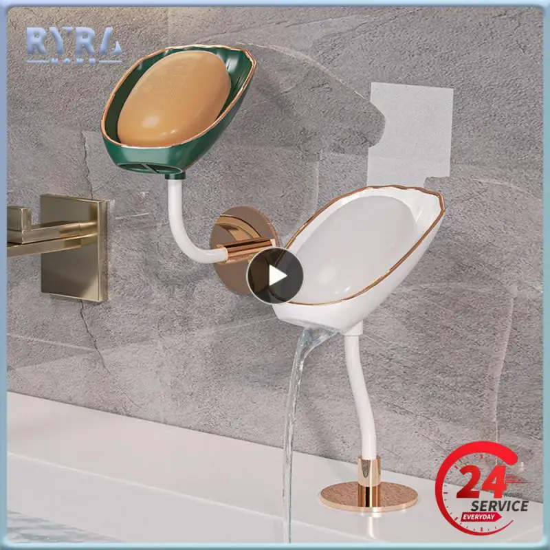 

Soap Box Wall Mounted Non-perforated Mounting Wall Light Luxury Soap Shelf Tray Type Soap Holder Storage Box Bathroom Supplies