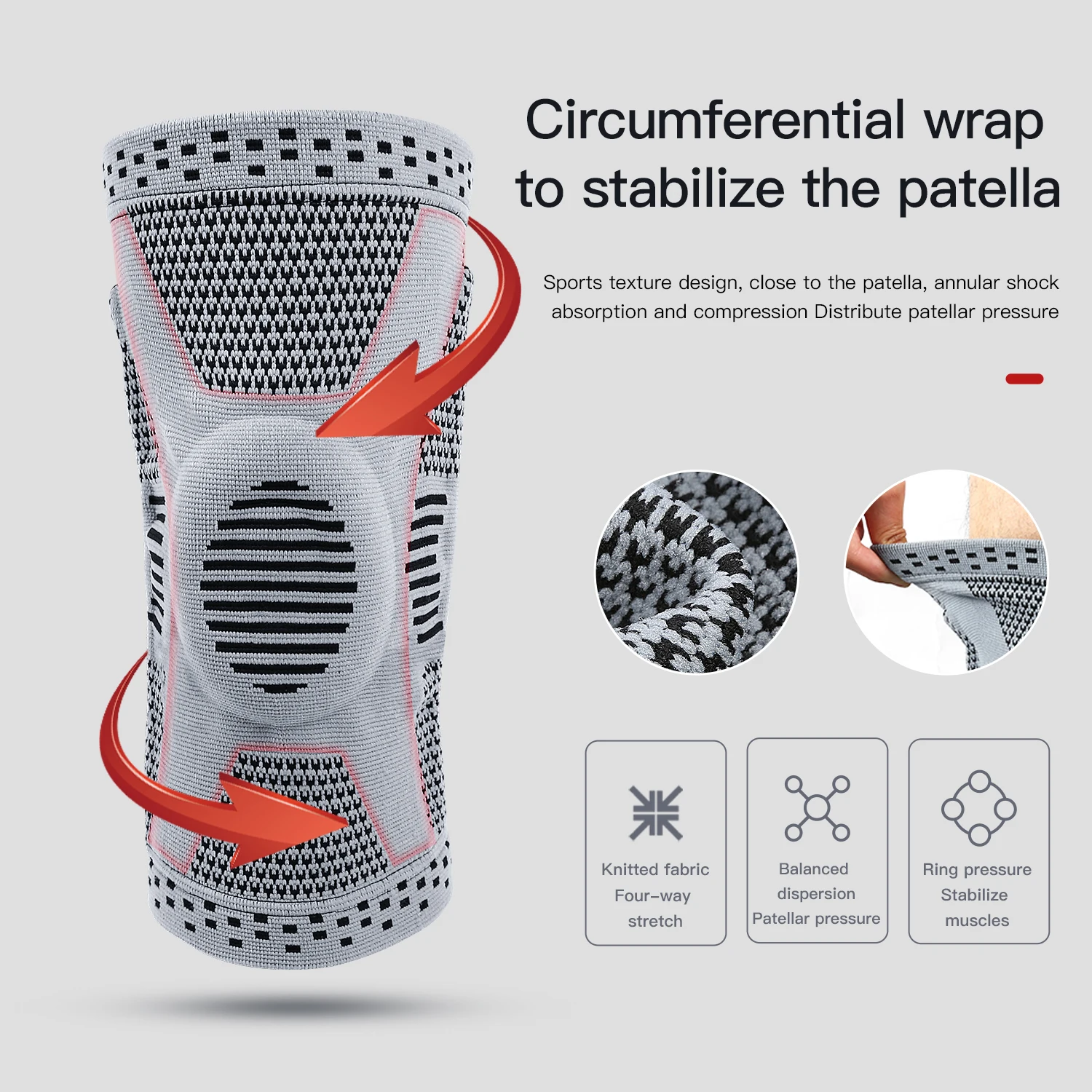 1Pcs Gym Knee Pads Sports Knee Sleeve Elastic Knee Brace Support Gear Patella Running Basketball Volleyball Tennis Protector