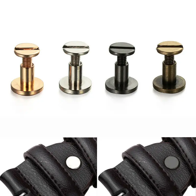 20~25 Sets Leather Strap Tool Double Sided Brass Rivets Decorative Screws  For Leather Studs Round Head