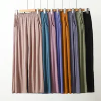 XL to 8XL Modal Pocket Loose Pants Spring summer Casual Wide Leg Pants solid color High Elastic Large size Trousers Homewear - Image 2