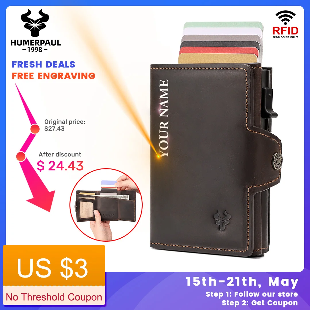 Luxury Wallet For Men Genuine Leather Credit Card Holder Rfid Blocking