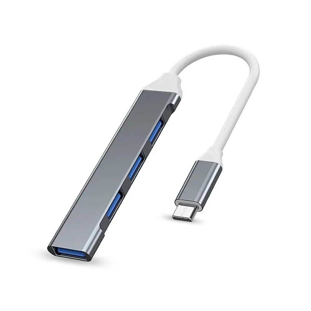 Adattatore hub Mini USB tipo C a 4 porte USB 3.0 Multi Splitter Docking station 4 in 1 Ultra sottile in alluminio super veloce per PC portatili - immagine 3