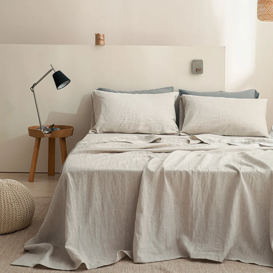 Natural French Linen Soft Breathable Bed Sheet Set