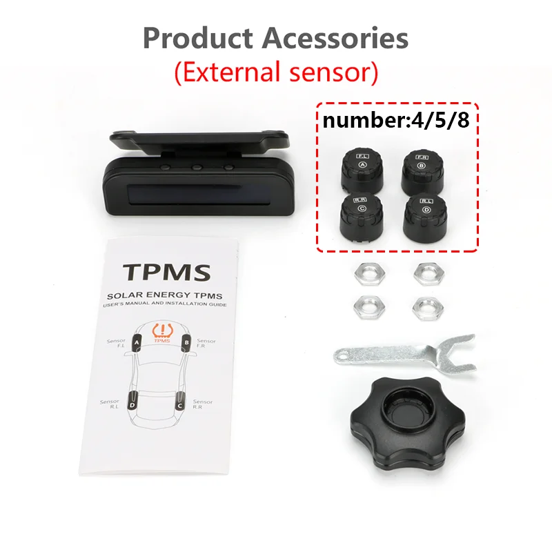 نظام مراقبة ضغط الإطارات TPMS للسيارة، شاشة LCD، س...