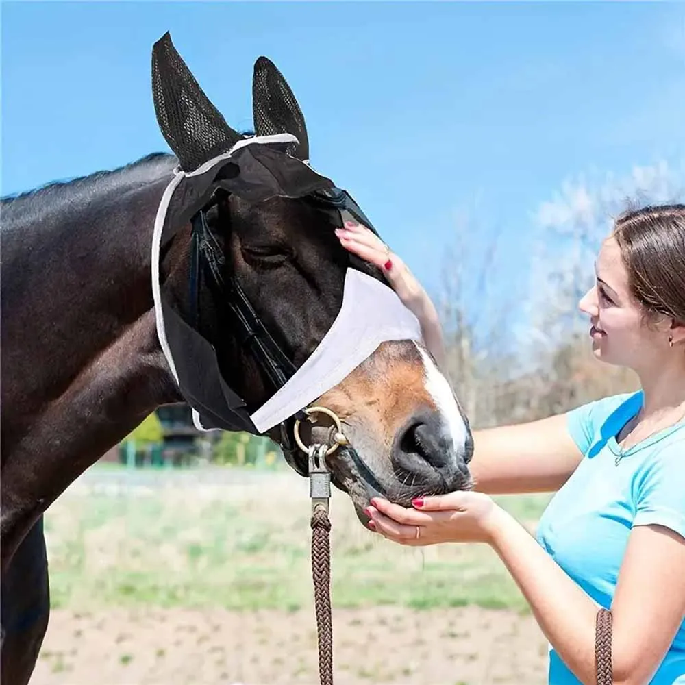 Horse Mask Adjustable Breathable Anti-uv Anti-mosquito Pet Eye Shield Mesh Fly Protective Cover horse mask