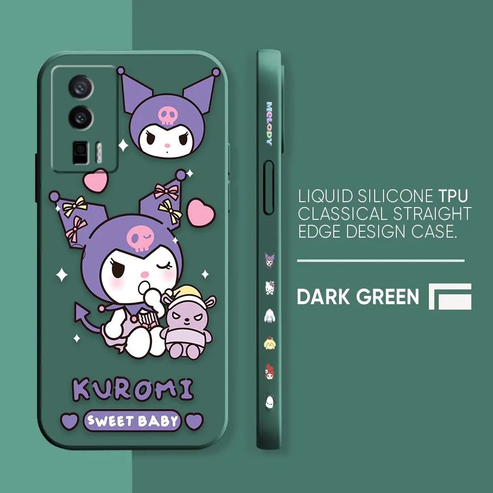 thumbnail image 1 of Case For Redmi K60E K50 K40S K40 K30 K20 10C 9 8A 8 10 Pro 4G 5G Colour Simple Liquid silicone Case Cartoon kuromi Cat, 1 of 5