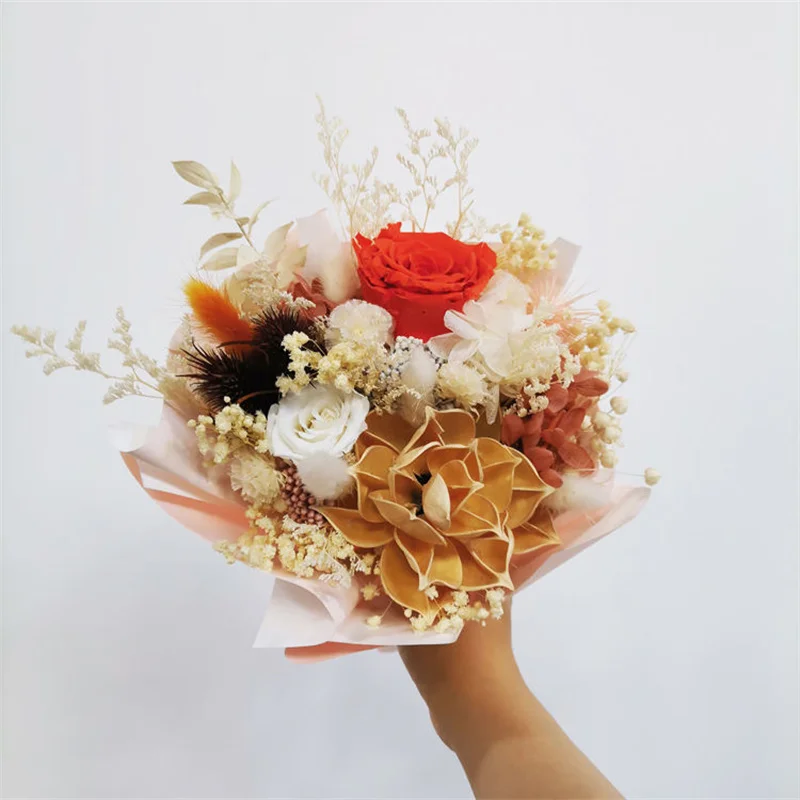 

Preserved Rose Hydrangeas Natural Dried Flower Wedding Bouquet for Bride,Bridal Bouquets,Artificial flower Home Decor,Decoration