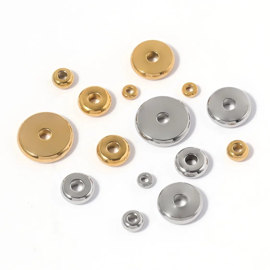 

3-10mm Round Stainless Steel Silver Color Gold Color Rondelle Oblate Loose Spacer Beads Jewelry Diy Bracelet Necklace Accessory