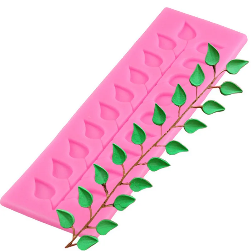 

3D Long Strip Lace Tree Leaf Silicone Mold Chocolate Wedding Cake Decorating Tools Diy Vine Leaves Fudge Fondant Cake Edge Mold