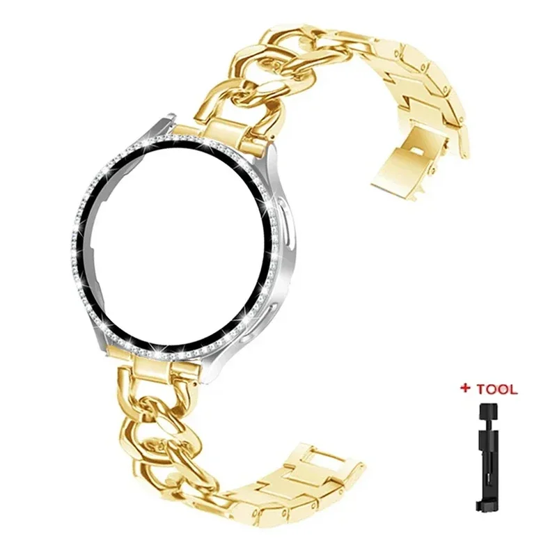 Elegant Bling Case with Metal Chain Strap & Screen Protector