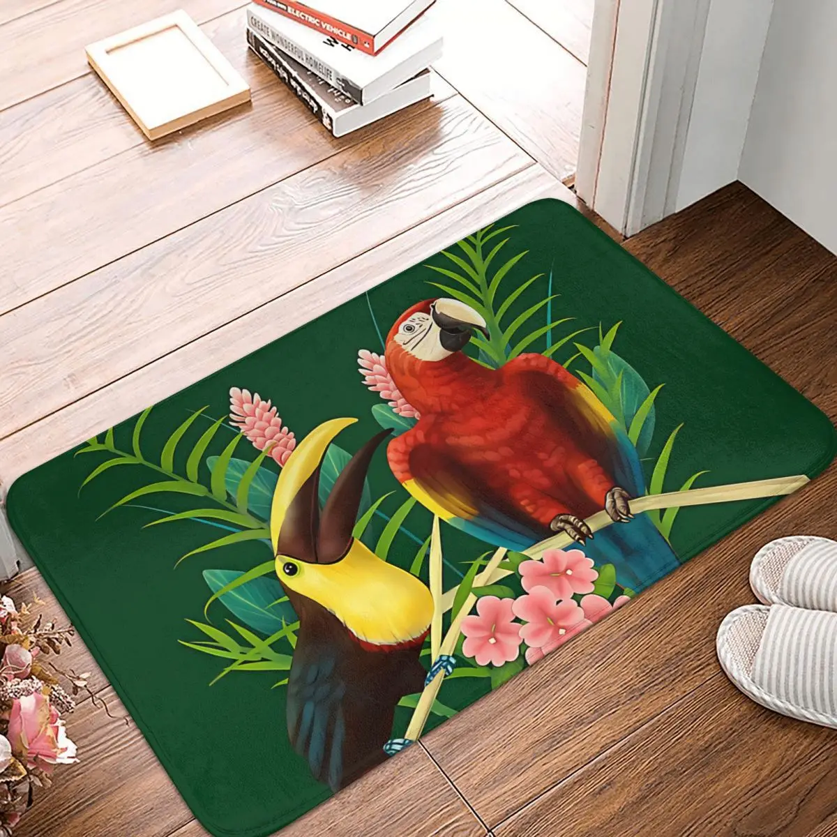 

Toucan Non-slip Doormat Toucan And Scarlet Macaw Tropical Birds Carpet Living Room Bedroom Mat Prayer Indoor Decorative
