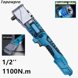 1/2'' Electric Ratchet Wrench Brushless 1100NM Large Torque Removal Screw Nut Car Repair Power Tools For Makita 18V Battery