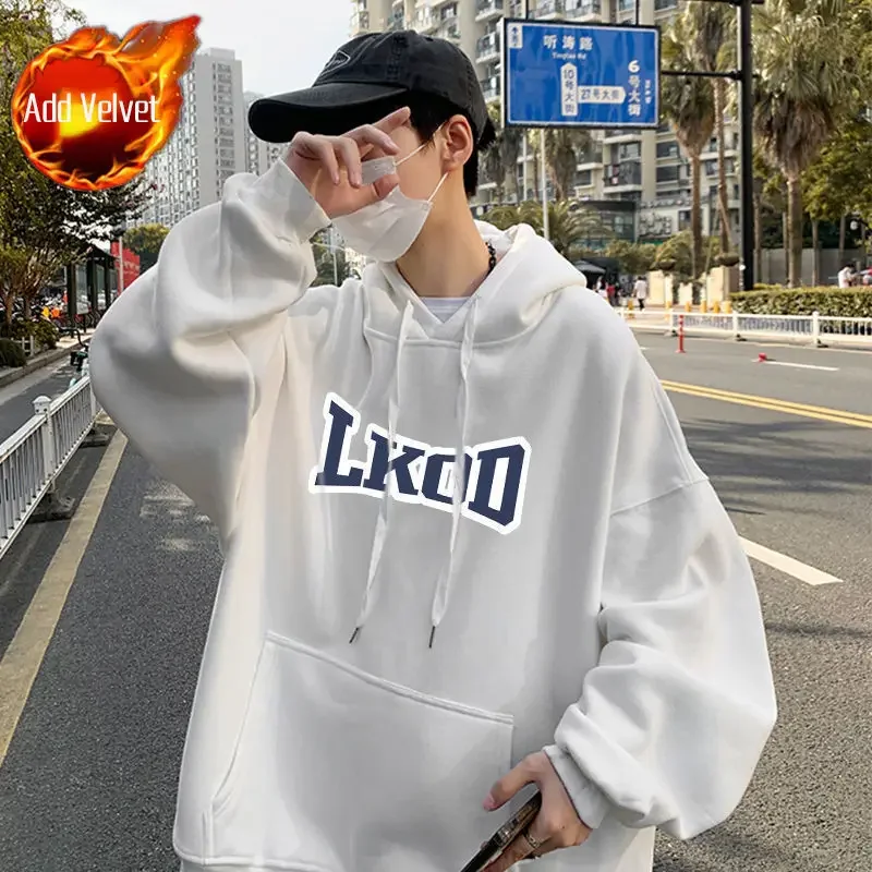 thumbnail image 1 of Sudadera con capucha de algodón con estampado de invierno para hombre, camisetas emo, ropa de calle divertida, cálida, sencilla, barata, de alta calidad, sudadera con capucha holgada para hombre, 1 of 5