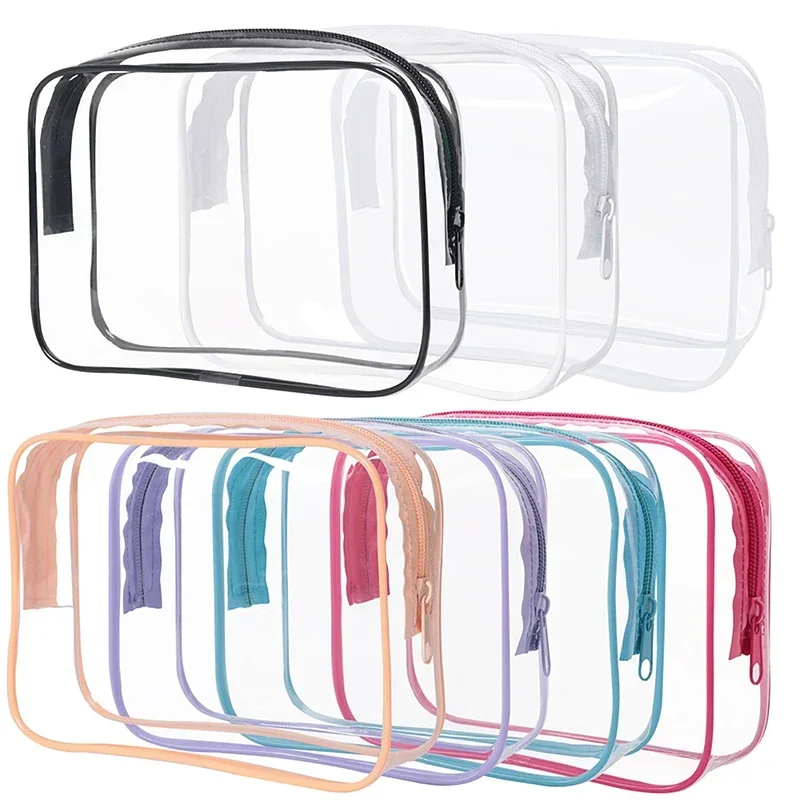 Clear Zippered Makeup Bag - Transparent Travel Cosmetic Organizer for Women Waterproof Toiletry Pouch,  Business Trip & Vacation