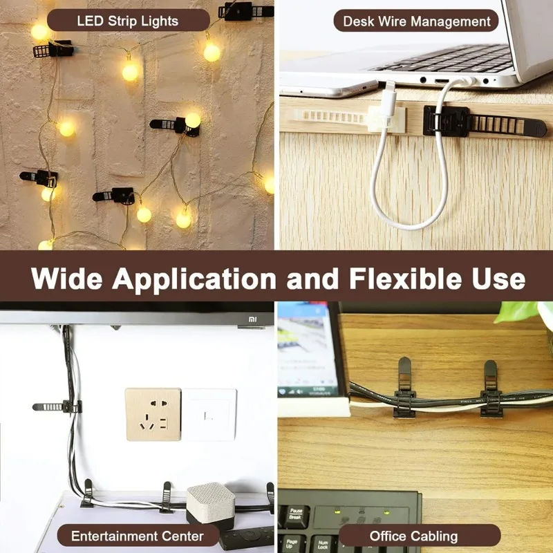 5PCS Adjustable Cable Organizer Wire Power Cord Car Cable Tie Self Adhesive Fixed Holder Mouse Keyboard Cord Management