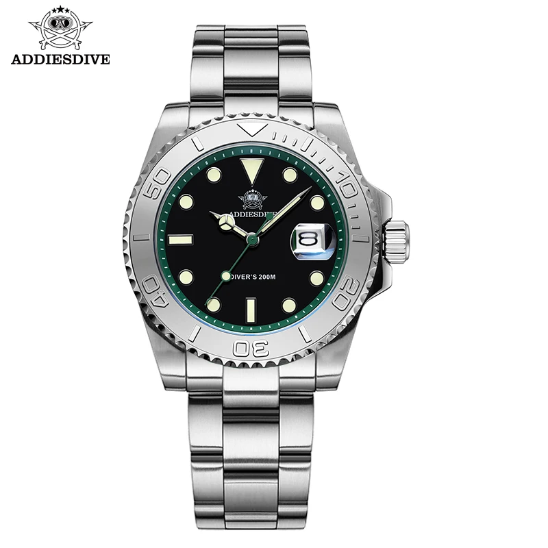 ADDIESDIVE New Watch for Men 200m Diving Stainless Steel Bezel Quartz Wristwatch BGW9 Luminous Diver's Watch reloj hombre