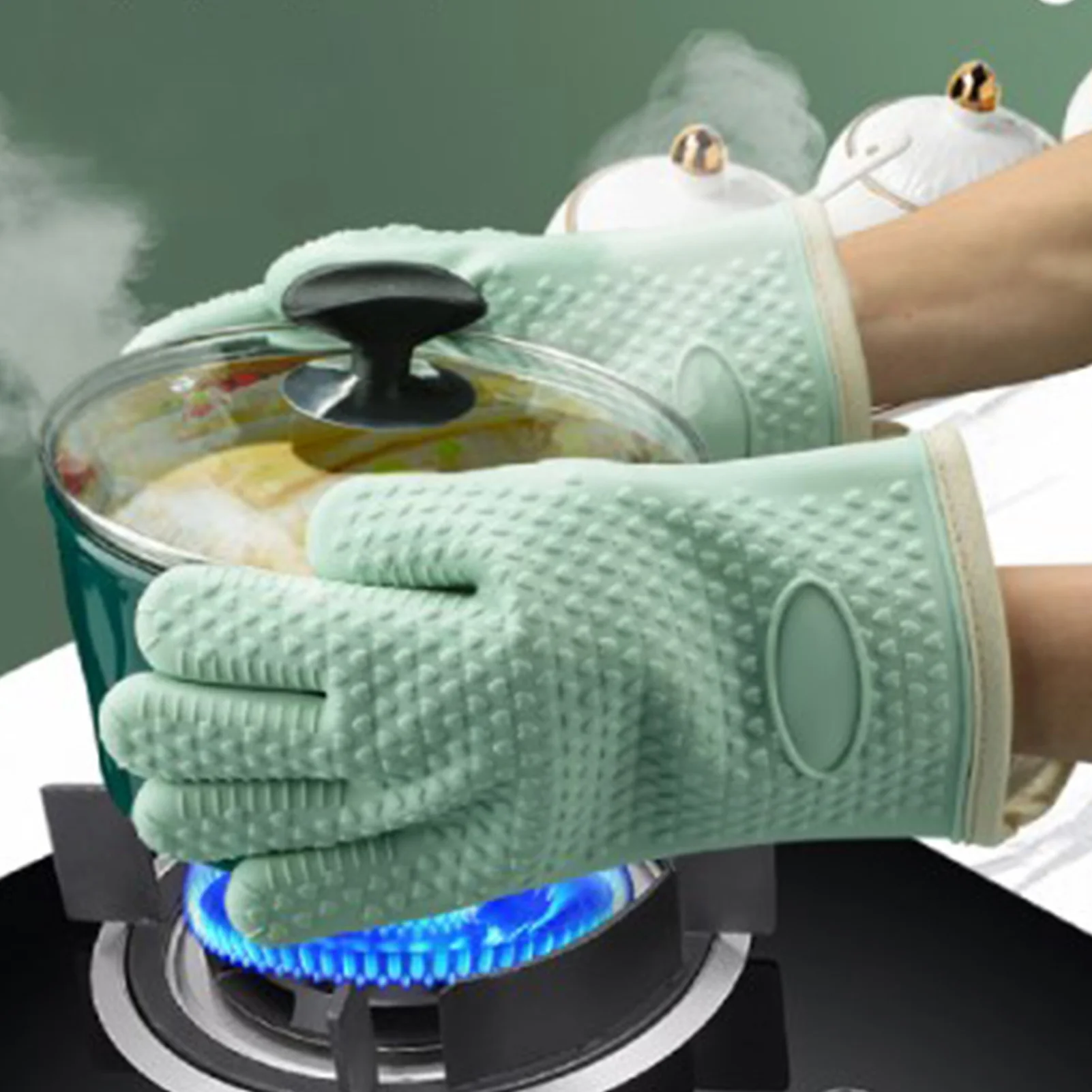 

1pc Oven Mitts Silicone Heat Resistant Pinch Mitts Anti Scalding Non Slip Gloves Clips Pot Holder Cooking Baking Oven Mitts