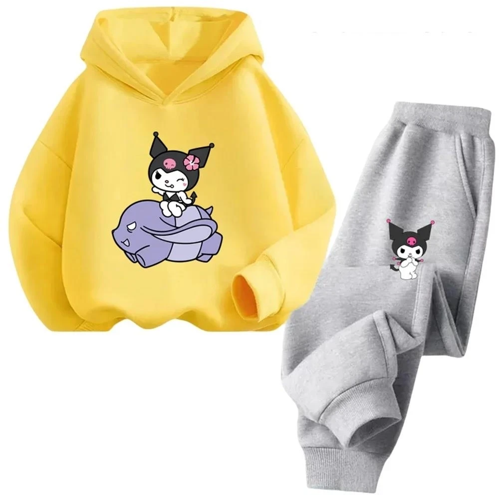 thumbnail image 1 of Conjunto de sudadera con capucha Kuromi para niñas y niños, sudaderas de manga larga para niños, primavera y otoño, camisetas con capucha informales de dibujos animados para niños de 3 a 14 años, 1 of 5
