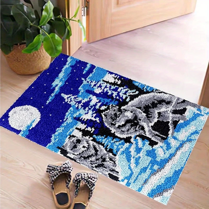 Animal Series Embroidery Latch Hook Pillow Smyrna Package Cartoon Hooks Knitted Embroidered Carpet Pillow Latch Hook Kits Carpet