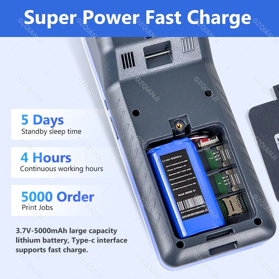 4G Handheld Android 8.1 POS Printer 58mm Mobile Receipt Bill Ticket Thermal Printer 5.5 HD WiFi Bluetooth POS System